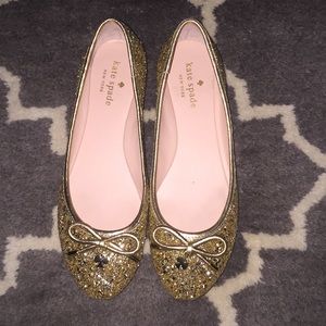 Kate Spade gold glitter flats